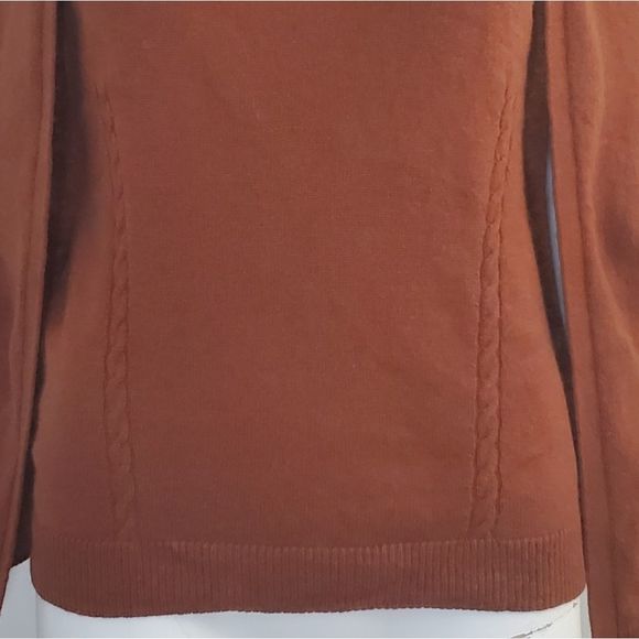 Cullen Cashmere Rust Tank with Attached Cape Cardigan Orange Brown - Picture 5 of 6
